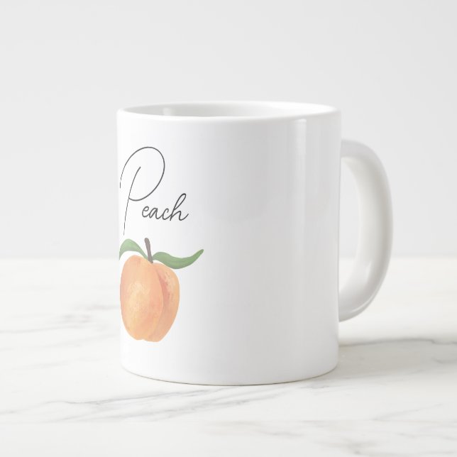 Caneca De Café Grande Cute Painted Peach Fruit Illustration  (Frente Esquerda)