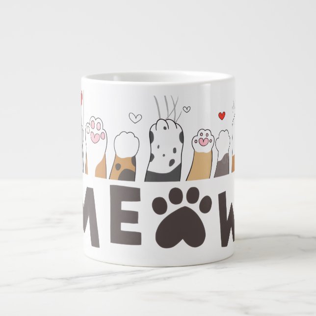 Caneca De Café Grande Cute Pet Paw Love Mug (Frente)