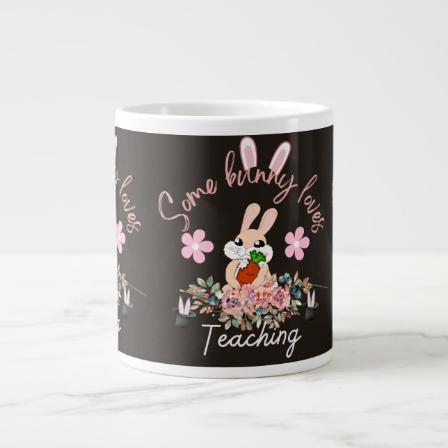 Caneca De Café Grande Cute some bunny loves teaching mug (Frente)