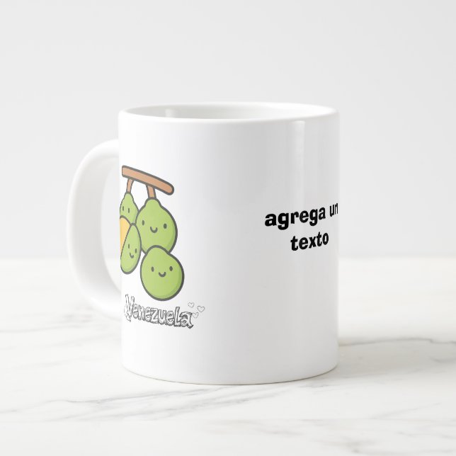 Caneca De Café Grande Cute Venezuelan Fruits • Mamones Kawii (Frente Esquerda)