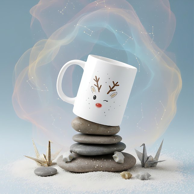 Caneca De Café Grande  Cute winking rudolph reindeer christmas (Criador carregado)