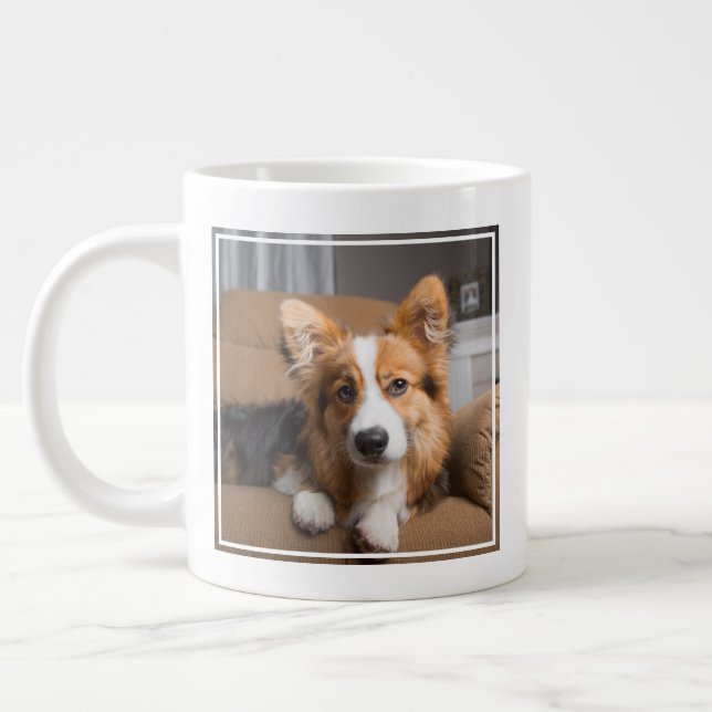 Caneca De Café Grande Cutest Baby Animals | Long Hair Corgi Puppy (Esquerda)