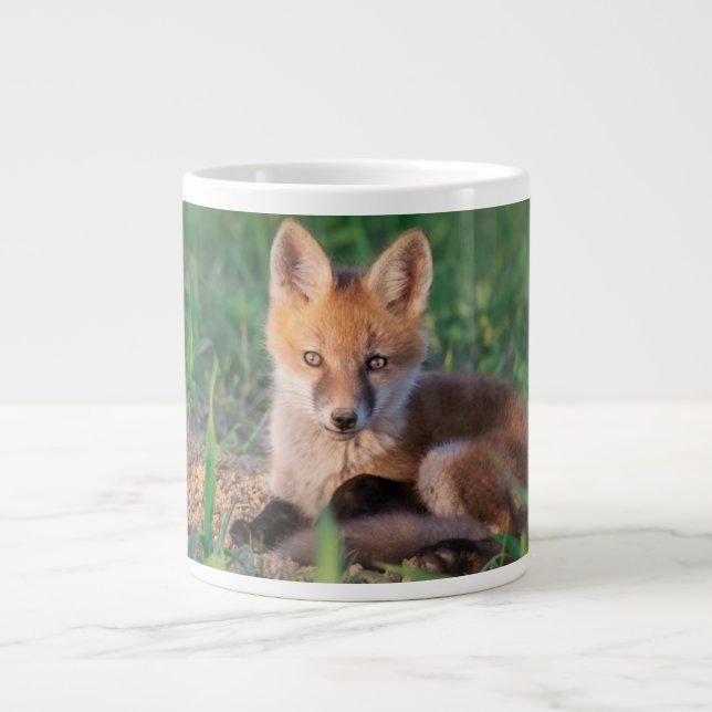 Caneca De Café Grande Cutest Baby Animals | Red Fox Kit Relaxing (Frente)