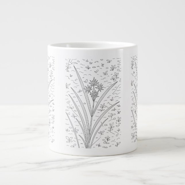 Caneca De Café Grande Cyperus esculentus - Lutsedge Amarelo (Frente)