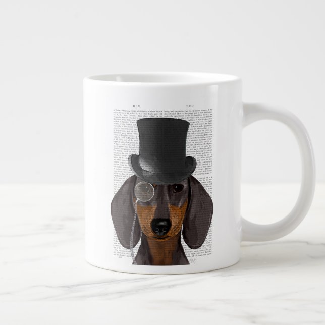 Caneca De Café Grande Dachshund, Chapéu Formal e Chapéu (Direita)