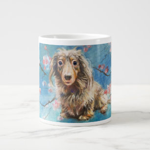 Caneca De Café Grande Dachshund de Cabelo Longo em Florestas de Cereja