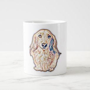 Caneca De Café Grande Dachshund De Cabelo Longo Oferece Doxie Wiener Dog