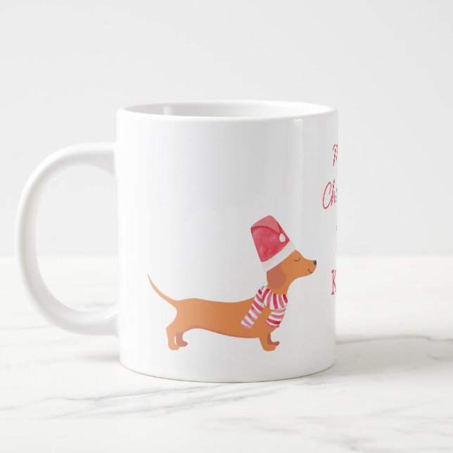 Caneca De Café Grande Dachshund salsicha presente para o amante do cacho (Esquerda)