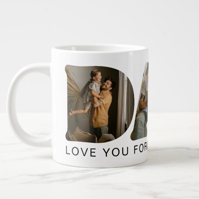 Caneca De Café Grande DAD Letter Photo Collage (Esquerda)