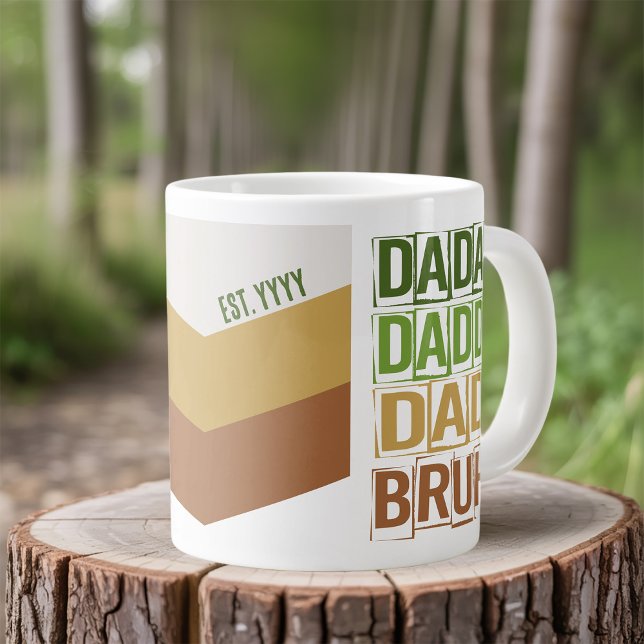Caneca De Café Grande Dada Pai Pai Bruh Personalizado Est Moderno Tan Ve (Giant mug for dad with modern typography)