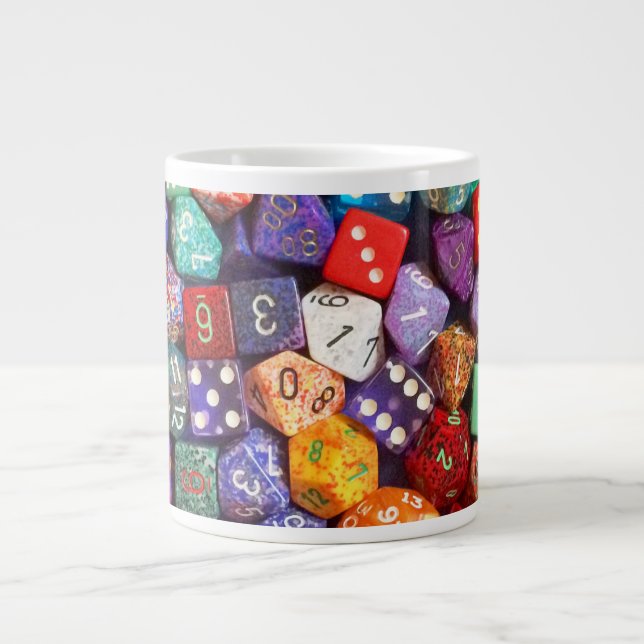 Caneca De Café Grande dados multicolorido (Frente)