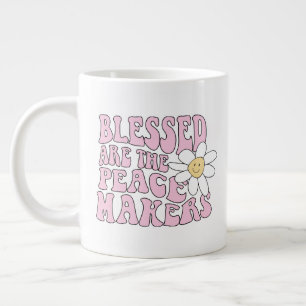Caneca De Café Grande Daisy and Peace Makers Slogan