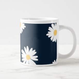 Caneca De Café Grande Daisy On Blue Pattern