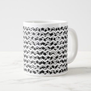 Caneca De Café Grande Dalmácia Black and White Chvron