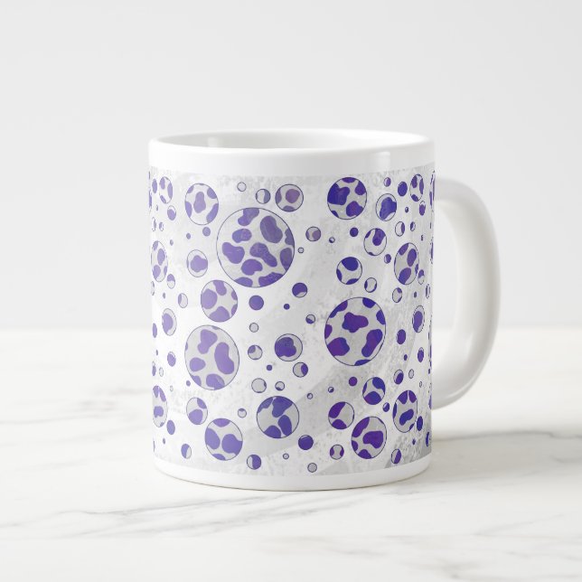 Caneca De Café Grande Dalmaciana Purple e Bolinhas Branca (Frente Esquerda)