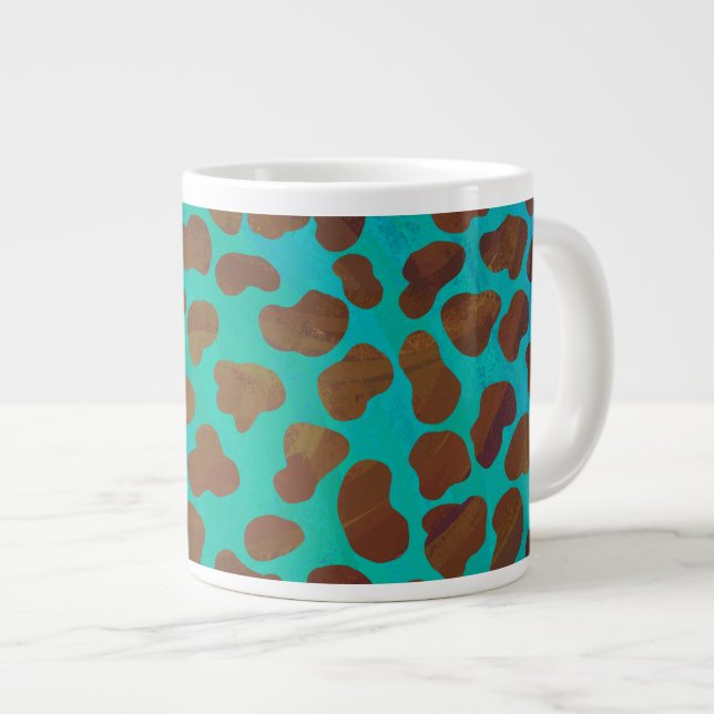 Caneca De Café Grande Dalmaciano Brown e Teal Impressão (Frente Esquerda)