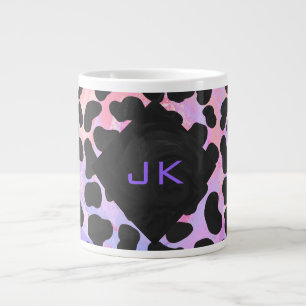 Caneca De Café Grande Dálmata Monograma Preto e Rosa