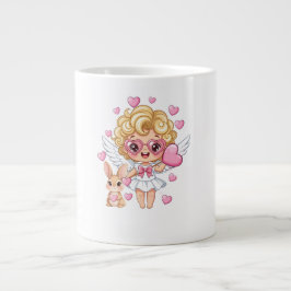 Caneca De Café Grande Dança do Cupido e do Coelho
