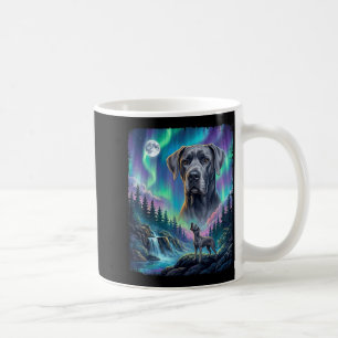 Caneca De Café Grande dane cachorro uivando luzes do norte aurora