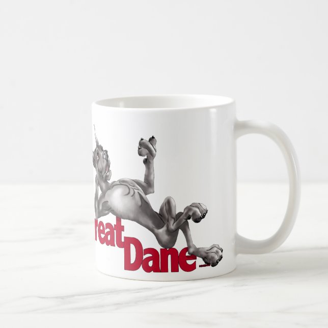 Caneca De Café Grande Dane Encostada De Pé Negro (Direita)