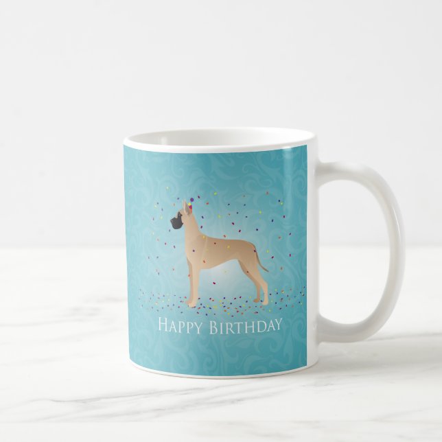 Caneca De Café Grande Dane Happy Birthday Design (Direita)