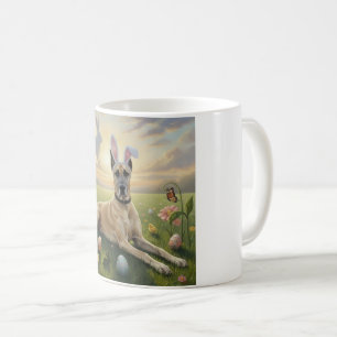 Caneca De Café Grande Dane Usando Orelhas de Coelho Páscoa Primav