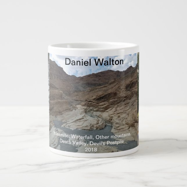 Caneca De Café Grande Daniel Walton Yosemite: Cascata, Outras Montanhas (Frente)