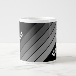 Caneca De Café Grande Dark Gradient Rainbow with Name