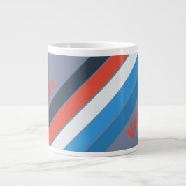 Caneca De Café Grande Dark Vintage Stripes with Name