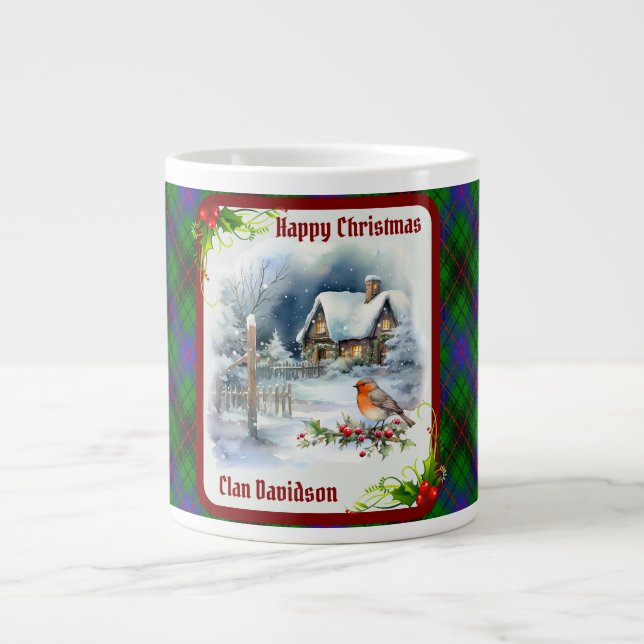 Caneca De Café Grande Davidson Tartan & Robin Natal (Frente)