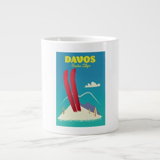 Caneca De Café Grande Davos Alpes Suíços (Frente)