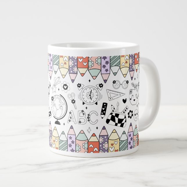 Caneca De Café Grande De Volta às Aulas (Frente Esquerda)