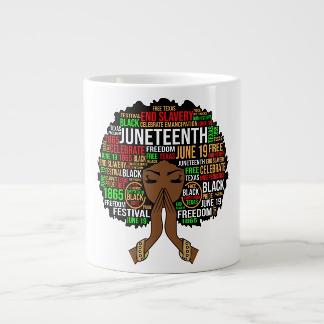 Caneca De Café Grande Décima sexta-feira, mês da história negra, kwanza, (Frente)