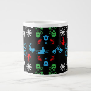 Caneca De Café Grande Decoração de Natal da Polícia