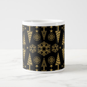 Caneca De Café Grande Decoração de Natal de Arte Dourada Nouveau