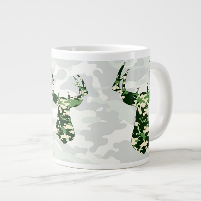 Caneca De Café Grande Deer Hunting Camo Buck (Frente Esquerda)