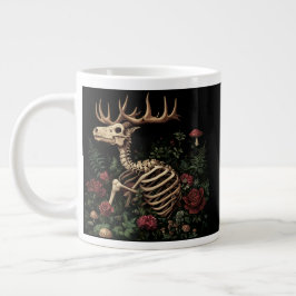 Caneca De Café Grande Deer Skeleton Mystical Gothic Floral