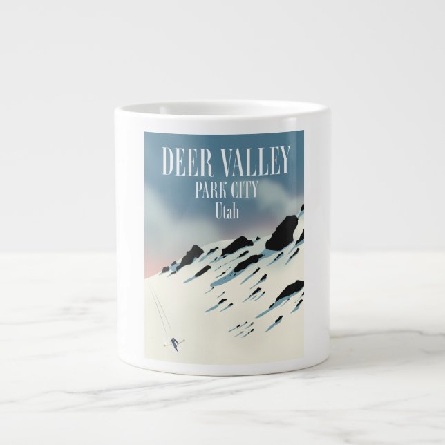 Caneca De Café Grande Deer Valley, park city, Utah, ski poster (Frente)
