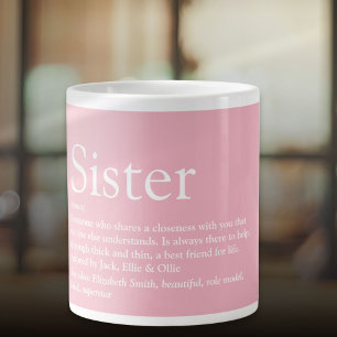 Caneca De Café Grande Definição de Irmã Super Legal Rosa Feminina Melhor