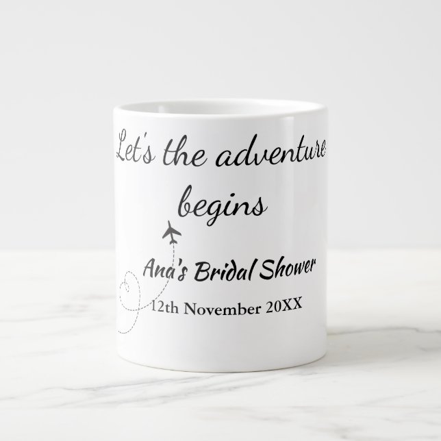 Caneca De Café Grande deixa a aventura começar chuveiro de noiva adicion (Frente)