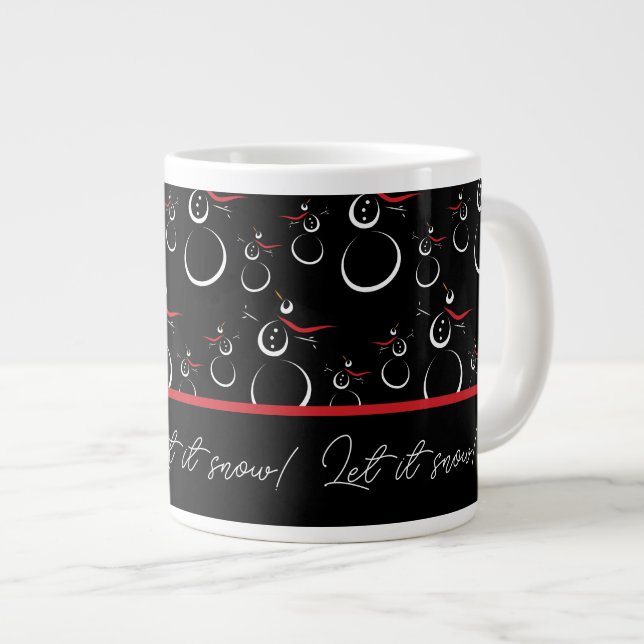Caneca De Café Grande Deixar Neve Inverno Padrão da Família Snowman Pret (Frente Esquerda)