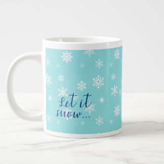 Caneca De Café Grande Deixe Nevar... Belo design de floco de neve
