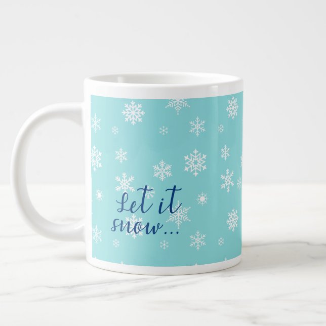 Caneca De Café Grande Deixe Nevar... Belo design de floco de neve (Esquerda)