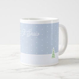 Caneca De Café Grande Deixem-na nevar Bolinhas azuis de gelo de árvore d