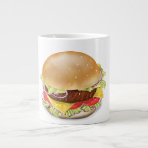 Caneca De Café Grande Delicioso hambúrguer ou cheeseburger.
