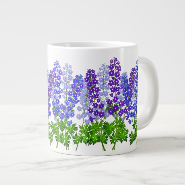 Caneca De Café Grande Delphinium Larkspur Floral Specialty Mug (Frente Esquerda)