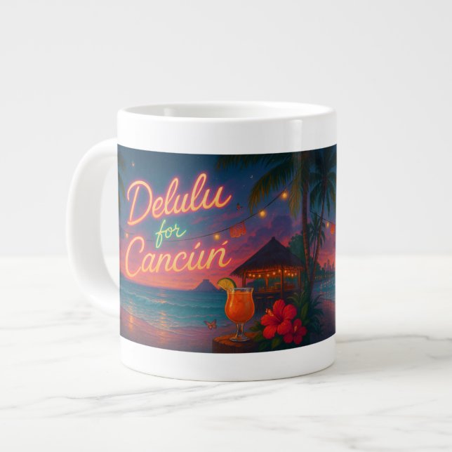 Caneca De Café Grande Delulu para Cancun (Frente Esquerda)