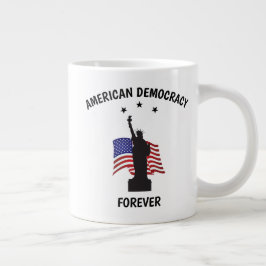 Caneca De Café Grande Democracia Americana para Sempre com Bandeira