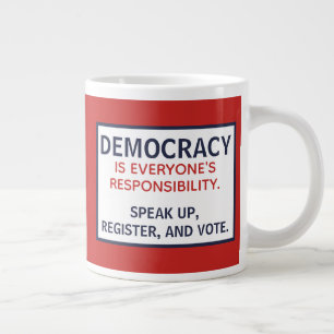 Caneca De Café Grande Democracia Responsabilidade Fala Votação Registrad