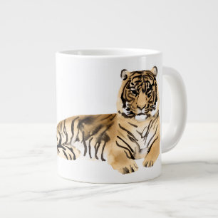 Caneca De Café Grande Descarte de Tigre de Aquarela